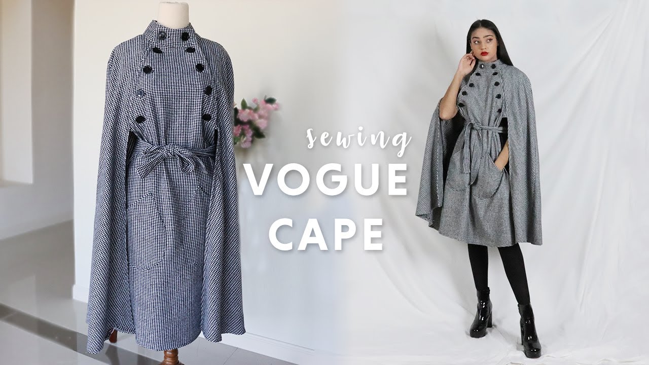 Sewing Vogue V9288 / High Collar Cape with Belt