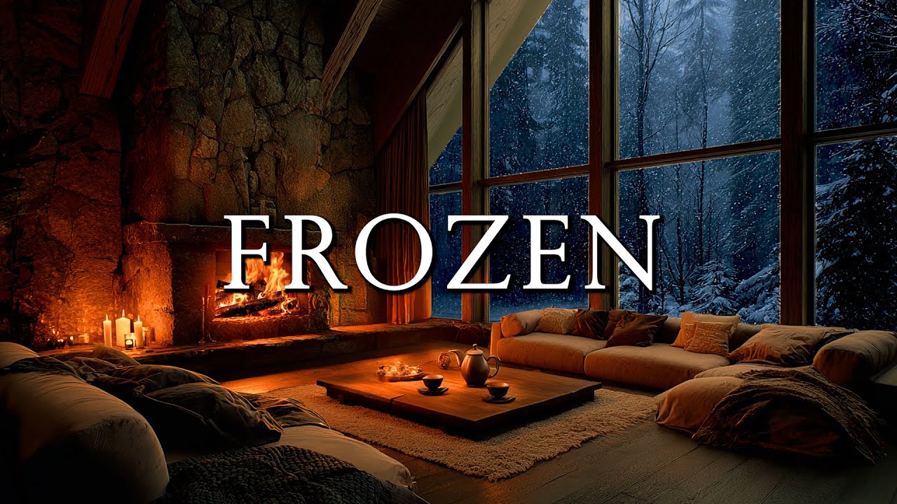 Crackling Fireplace and Calm Piano Ambience | Calm Background for Work & Study | 3 Hour No Ads