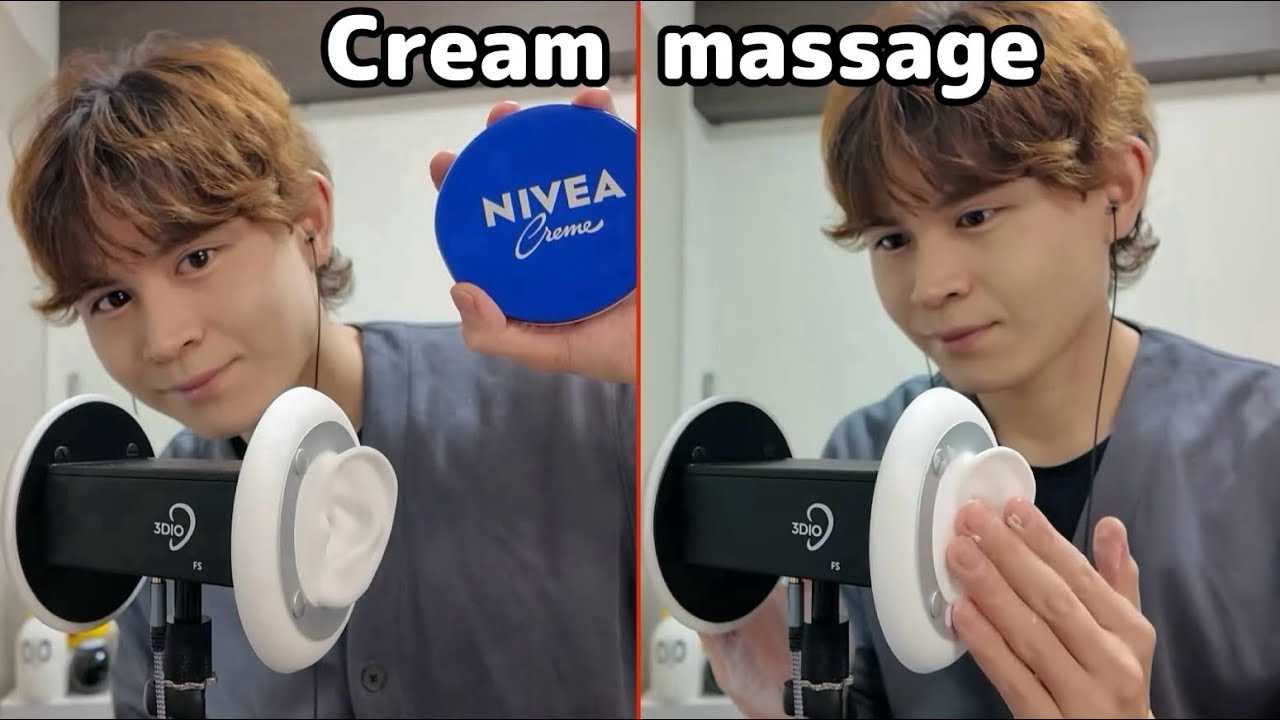 【ASMR】不規則で雑な強耳クリームマッサージ Irregular and rough ear cream massage【3DIO】