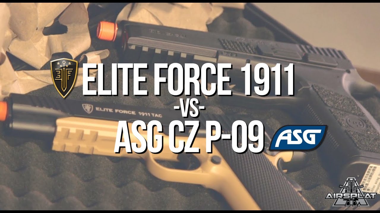 Elite Force 1911 TAC vs. ASG CZ-09 Blowback Airsoft Pistols - AirSplat on Demand