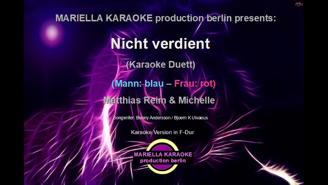 Michelle & Matthias Reim  - Nicht verdient (Karaoke Version)