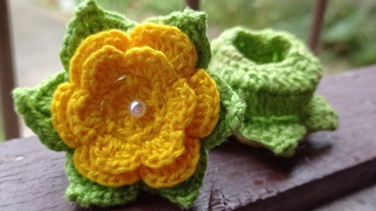 Capa para Botão de Fogão em Crochê com Flor na Cor Amarela😍🌼 Passo a passo..
