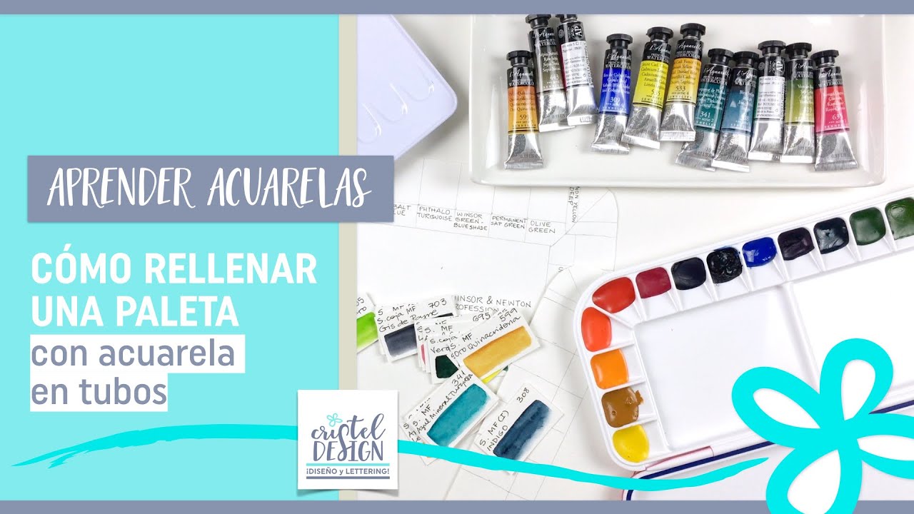 Cómo llenar la paleta con acuarelas en tubo.