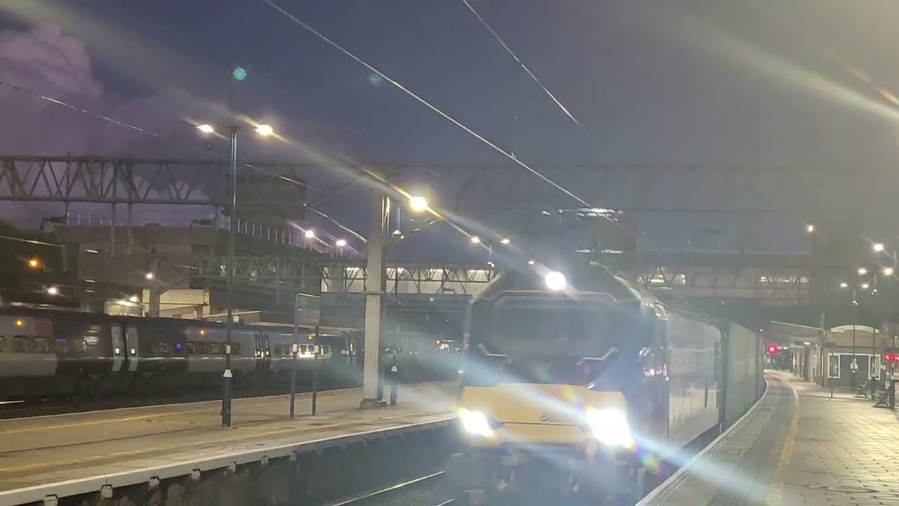 88010 on 4S45 passing 90041 & 90018 on 4S47 at Stafford Station
