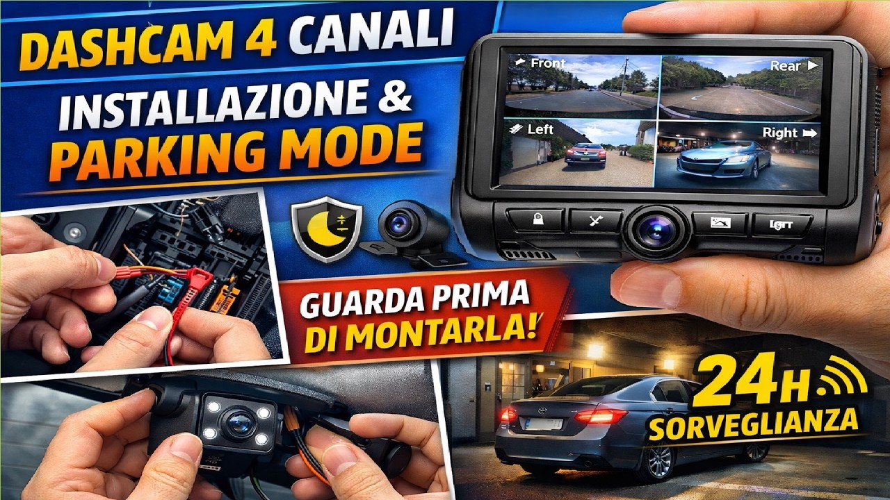 Dashcam 360° 4 Canali 4 K : guida all’installazione e funzionamento reale
