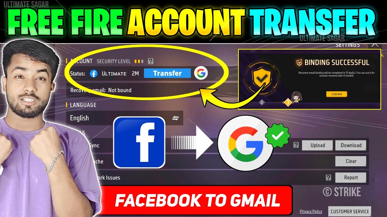 How To Transfer Free Fire Account Facebook To Google || Free Fire Id Facebook To Gmail | Id Transfer