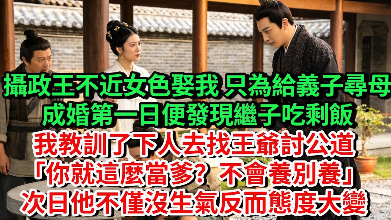 攝政王不近女色，娶我只是為給義子尋母。成婚第一日便發現繼子吃剩飯，我教訓了下人去找王爺討公道「你就這麼當爹？不會養別養」，次日他不僅沒生氣反而態度大變#古言#故事#完結文