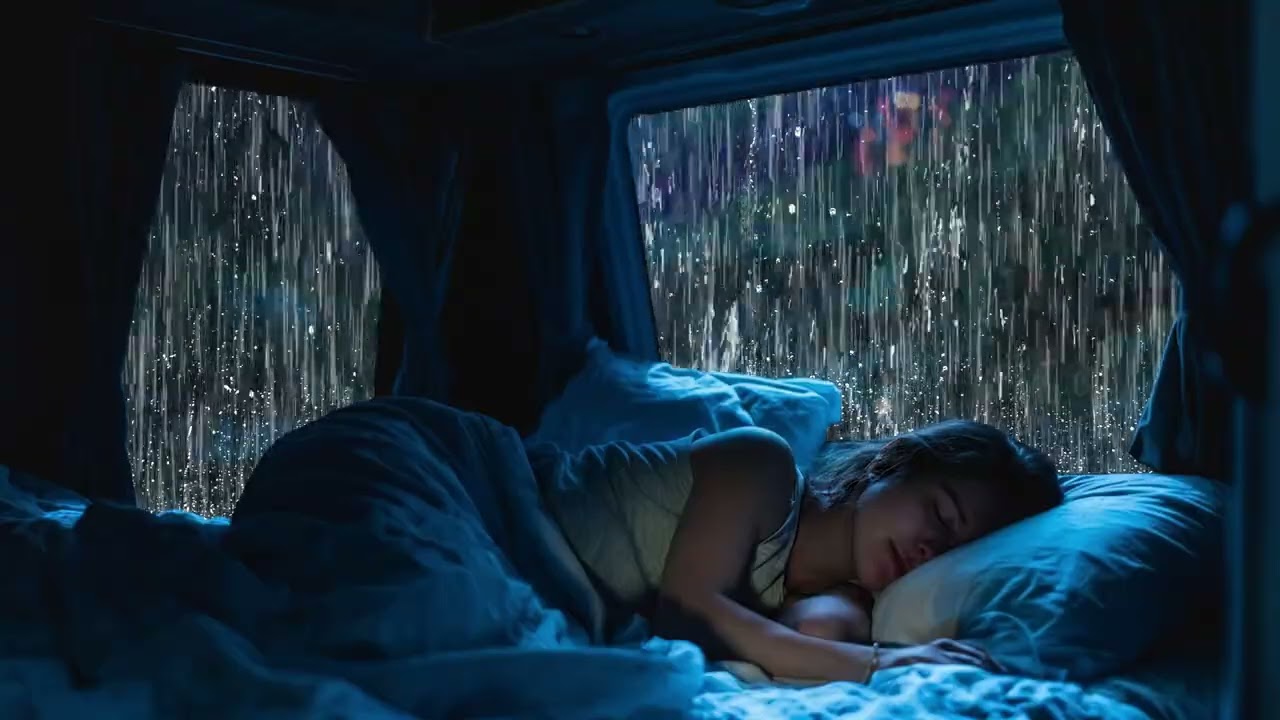 Pluie Très Forte & Orage Profond sur Camping-Car 🌧️ Nuit Relaxante pour Dormir Rapidement