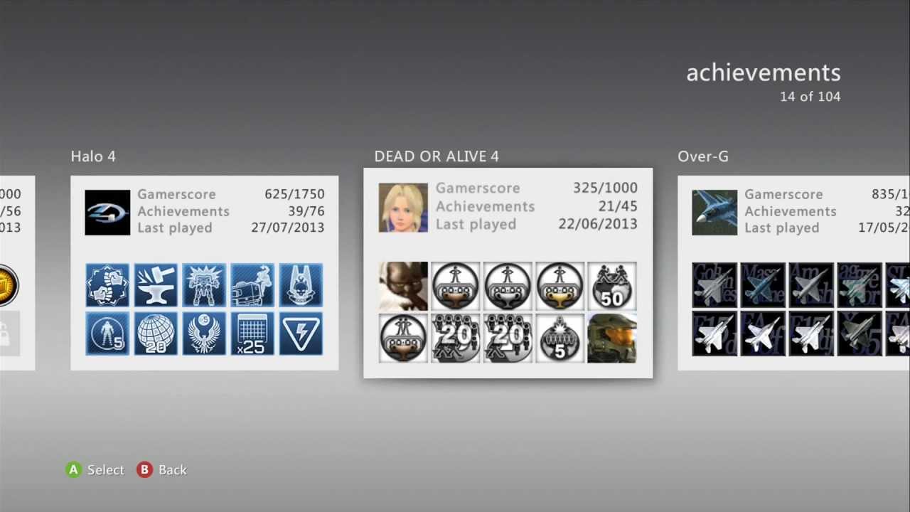 My Xbox 360 achievements and games
