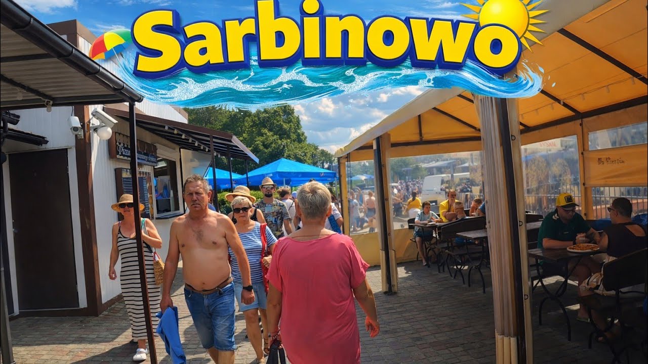 Sarbinowo Promenada Przejad po Miasteczku Sierpień Ile ludzi!!! Szok
