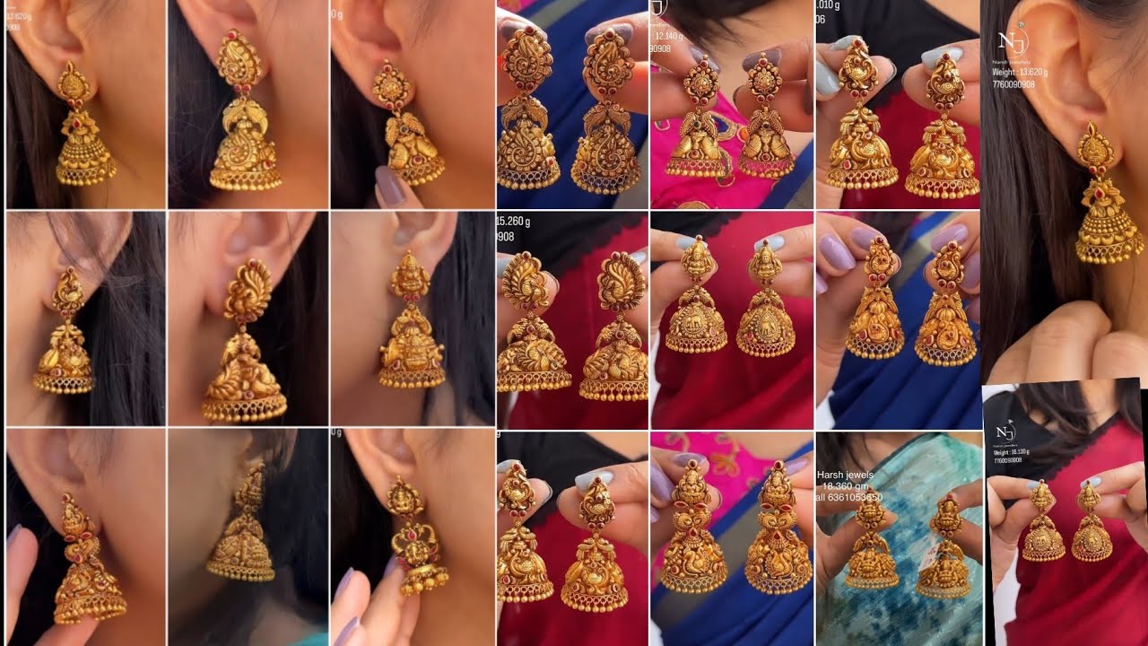 Latest Cute 🥰 Beautiful perfect Gold 🪙 Jhumka Earrings Design|#goldjhumka ‎@ShwethaSai-Jewellery 