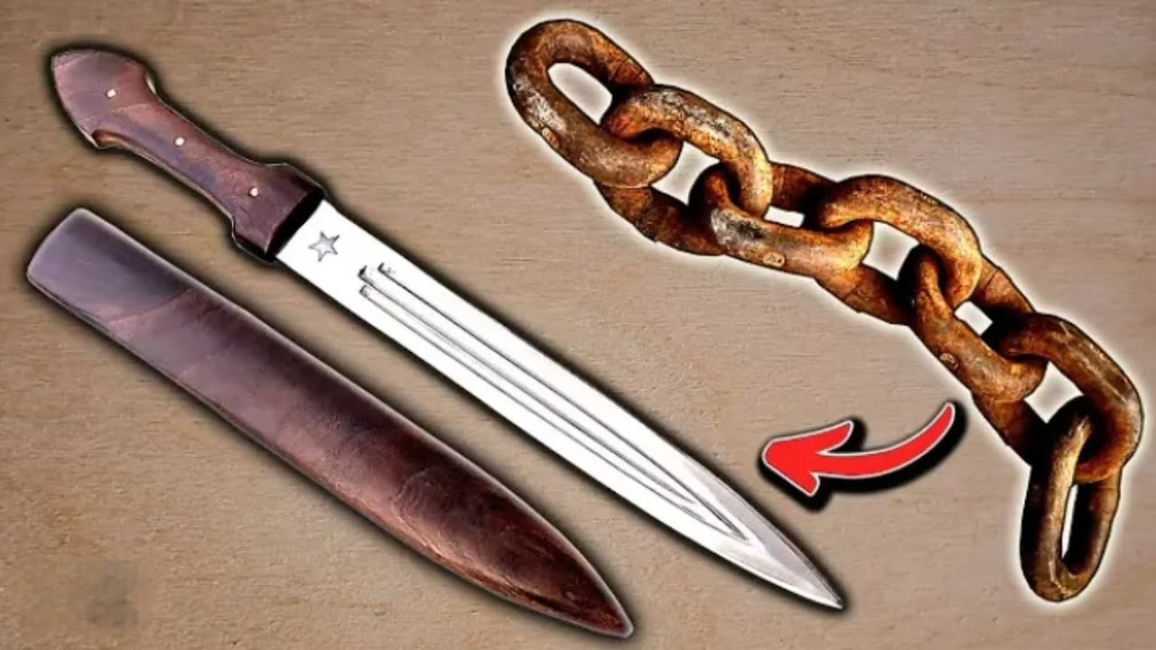 Forging Caucasian Dagger from Iron Chain #qama #dagger #handmade #youtube #carbon #youtubevideos