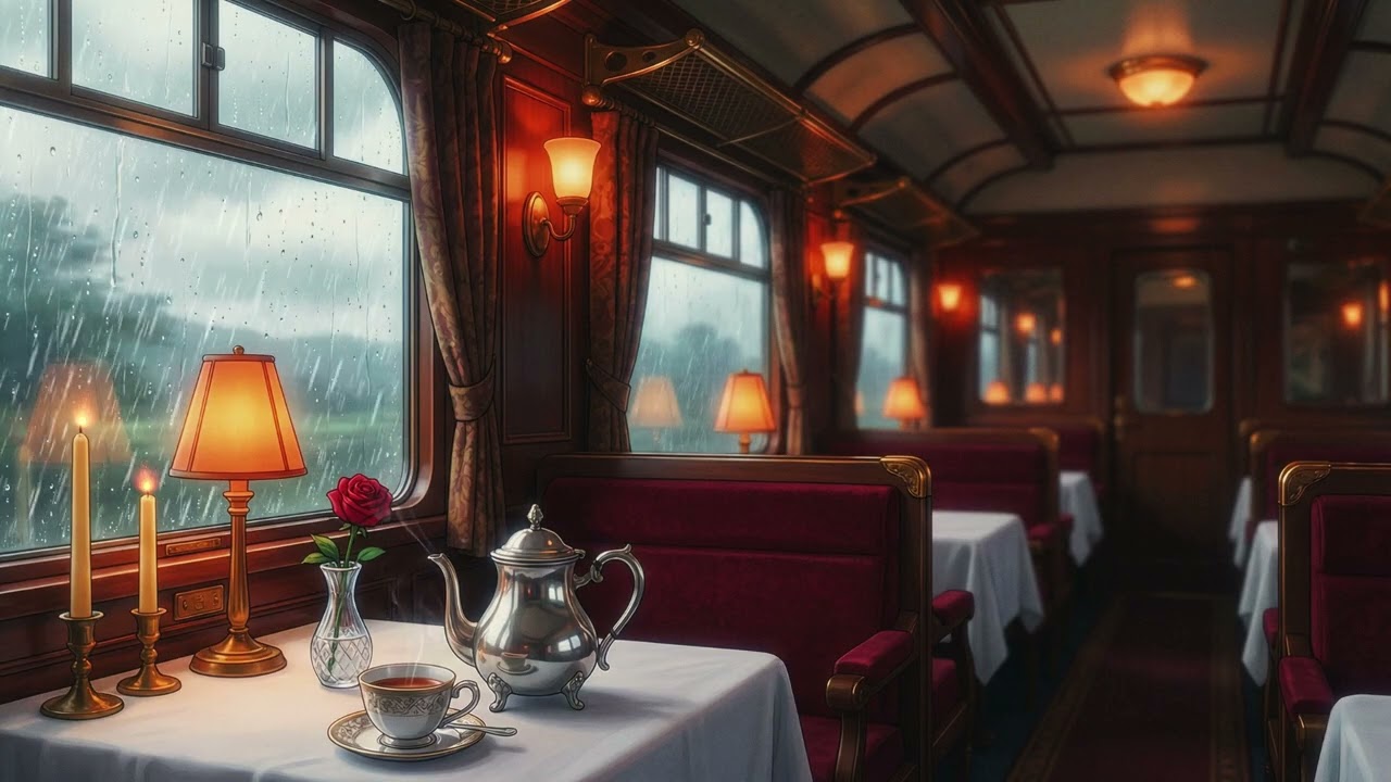 1940s Luxury Train Journey: Rainy Night in the Dining Car (3 Hours)