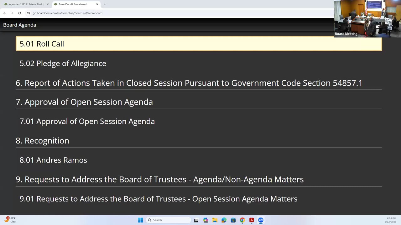 January 12, 2026 CCCD Board Meeting