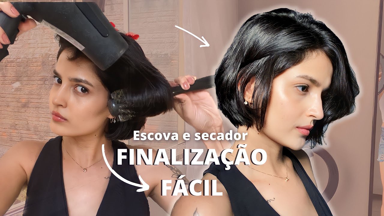 Como finalizar cabelo curto com ESCOVA e SECADOR | dicas práticas
