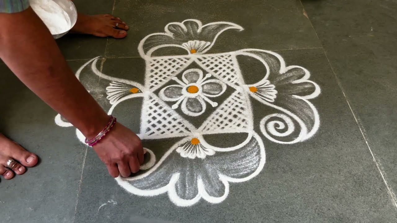 Easy kolam designs| Simple muggulu designs| easy rangoli designs| Beginners kolam