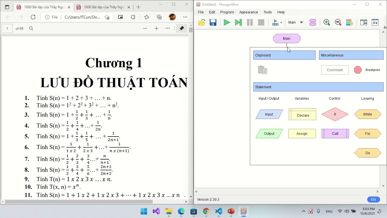 THIẾT KẾ LƯU ĐỒ THUẬT TOÁN | PHẦN MỀM Flowgorithm | ITCUN