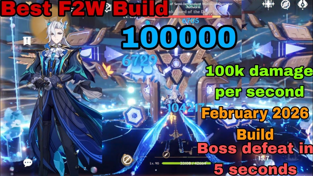 Best F2W Neuvillette build Feb 2026 100k damage per second 💯 300% + Crit damage 95+ Crit rate%