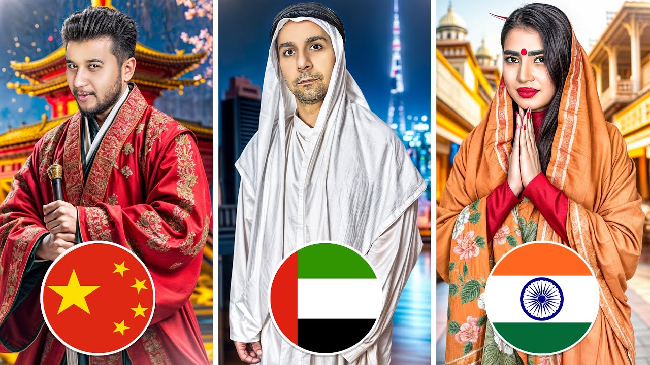 یک روز با ملیت یه کشور دیگه زندگی کردیم🇨🇳🇮🇳🇦🇪