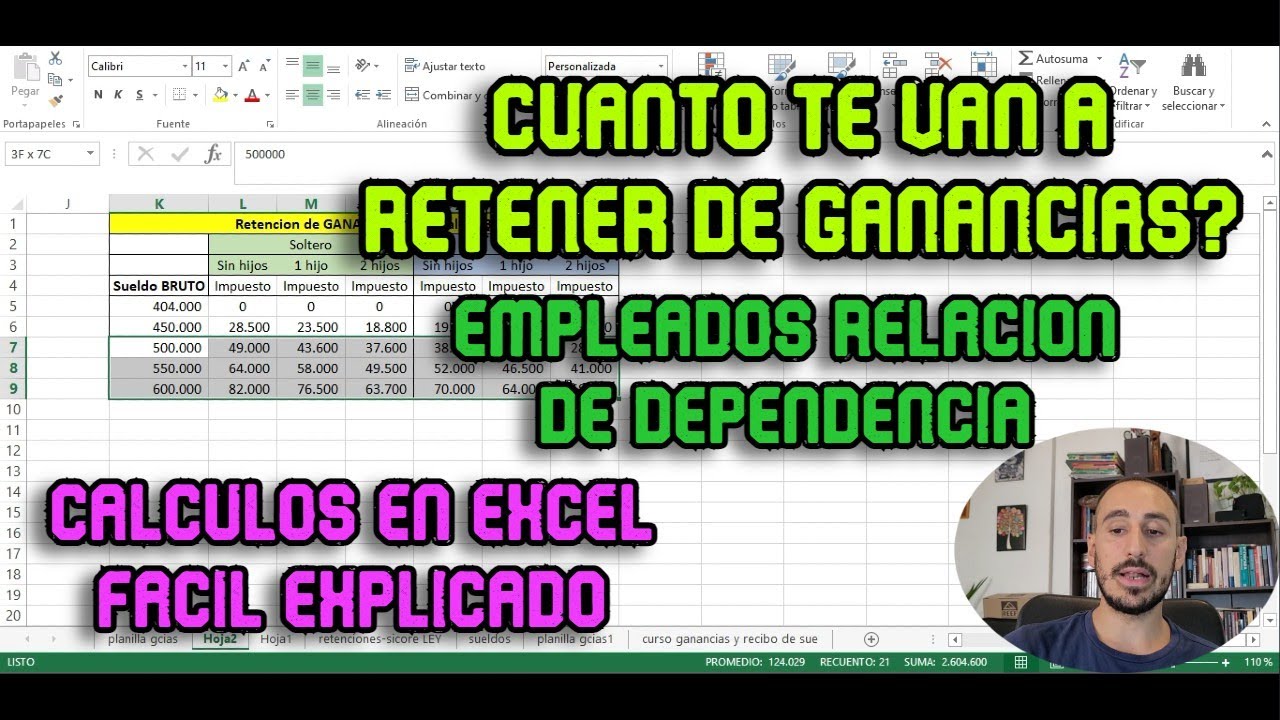 Como CALCULAR la RETENCION de GANANCIAS EMPLEADOS RELACION DE DEPENDENCIA 4ta CATEGORIA