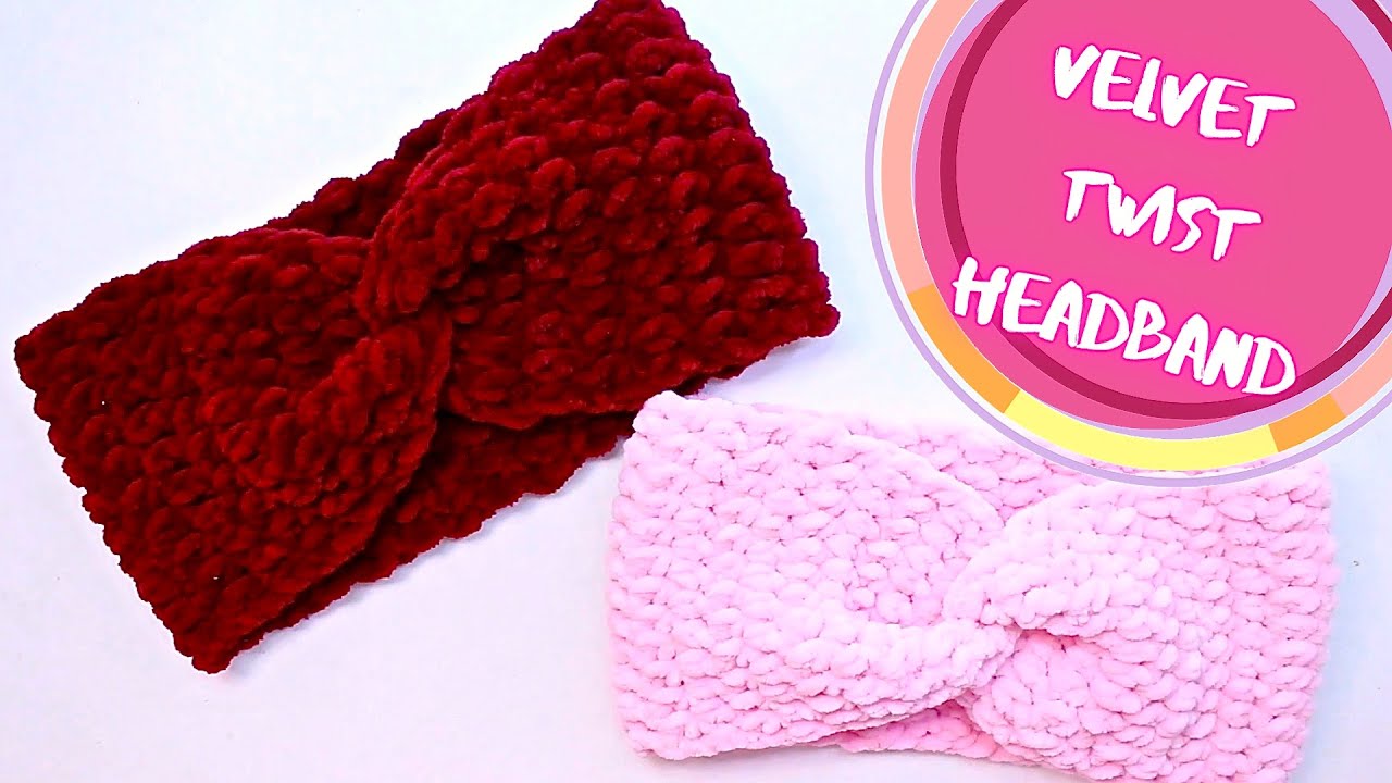 🇪🇬 DIY : Crochet Velvet Twist Headband  اعمليها بنفسك : كروشيه بندانة قطيفة ملفوفة سهلة للمبتدئين