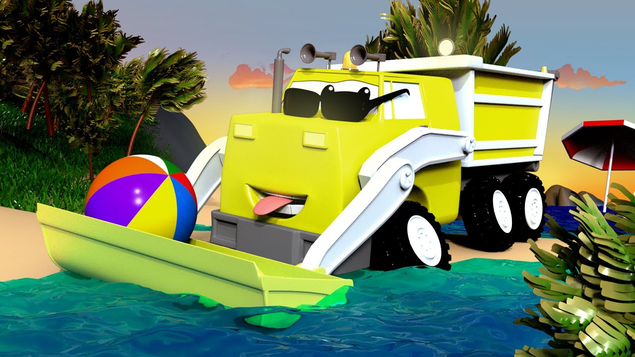Bouwen een echt strand 👷 Het bouwteam 🏠 Bouwplaats autos cartoon