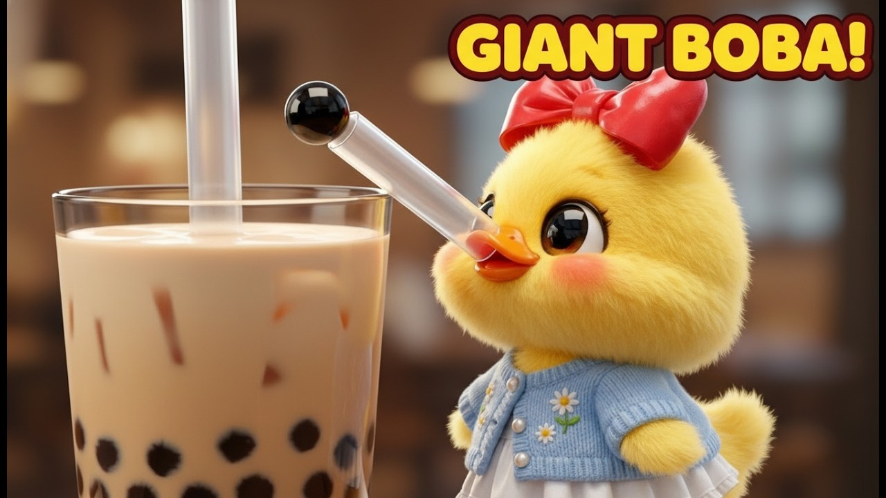 Funny Duck GIANT BUBBLE TEA Mukbang! 🧋✨ Lyly & GoGo DIY Boba (ASMR)