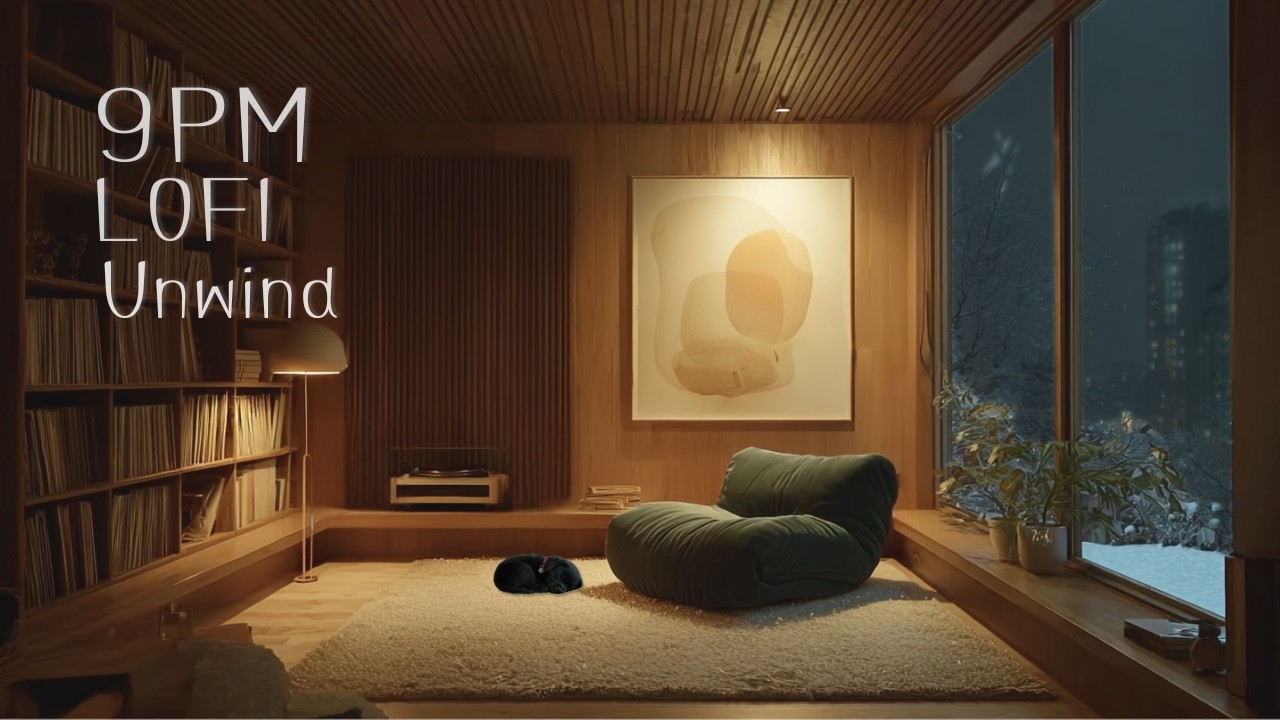 9PM Night Lofi | Time to Unwind at Home | Snow Falling Outside | Gentle Acoustic Guitar