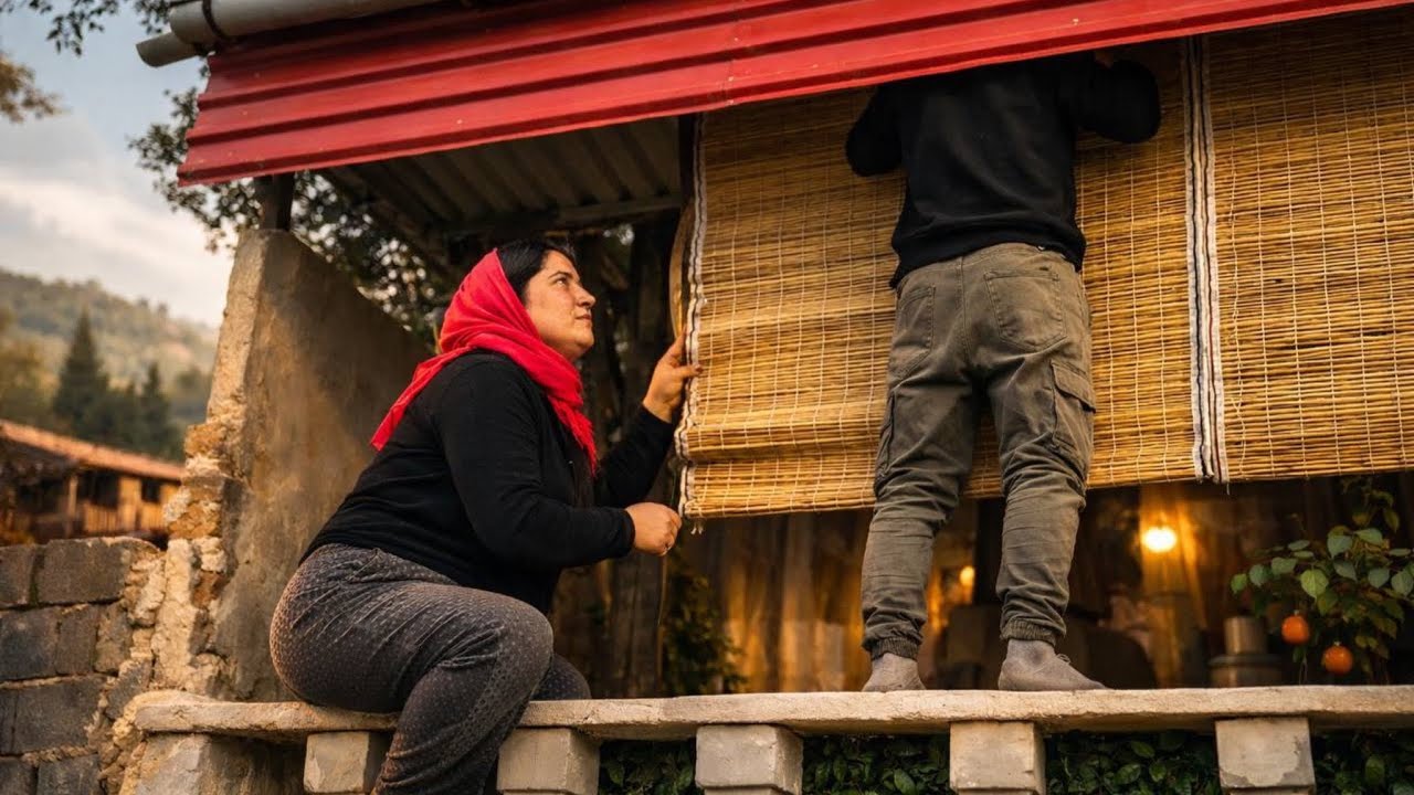 Iranian Village Life: Installing Bamboo Blinds and Homemade Dinner