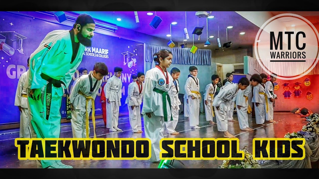 School Taekwondo Kids Demonstration and belt promotion at Pak-Turk Maarif | MTC Warriors