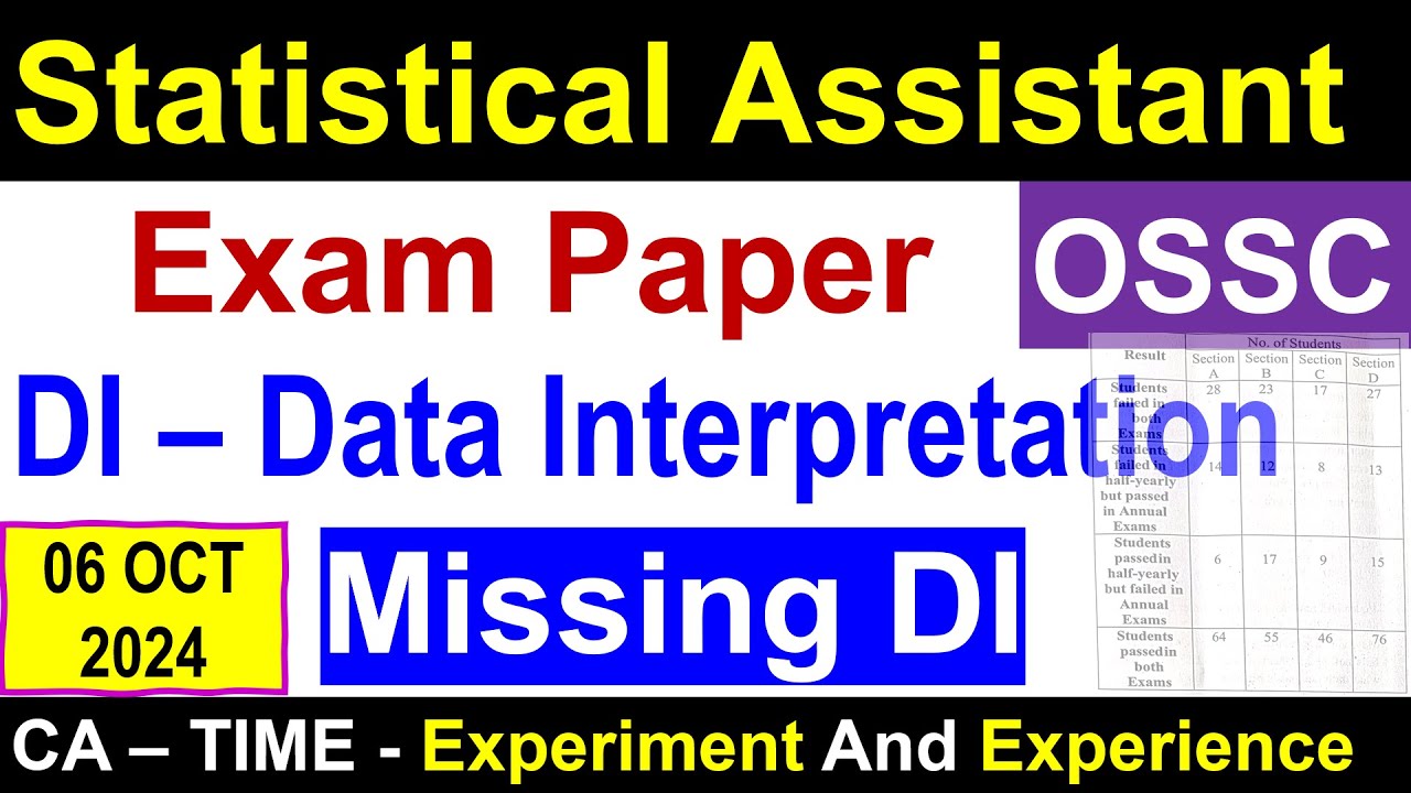 OSSC DI 👈 Statistical Assistant #ossc #osssc #opsc #odishapolice #ossccgl2024