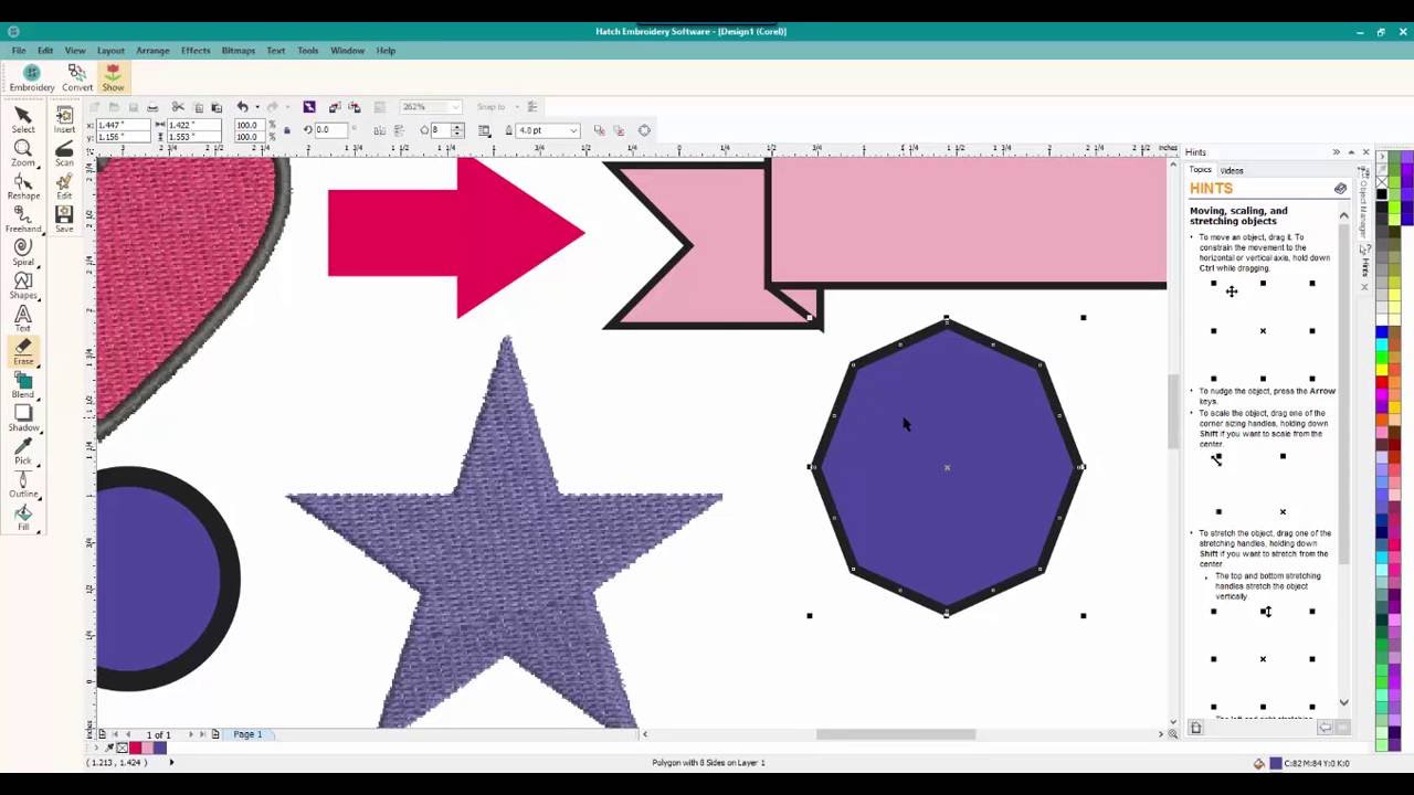 Corel Draw x6 and Hatch, Janome MBX V5 and Berninia Embroidery software