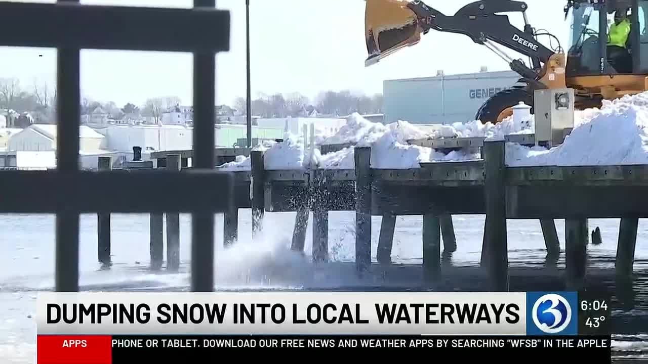 Crews dumping snow into local waterways to aid cleanup