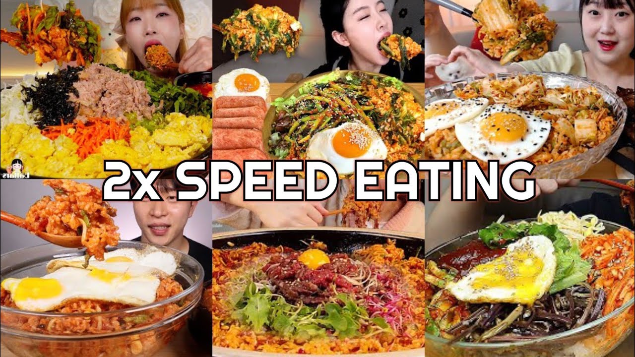 Korean Bibimbap Mukbang | ASMR 2x Speed Eating Show 