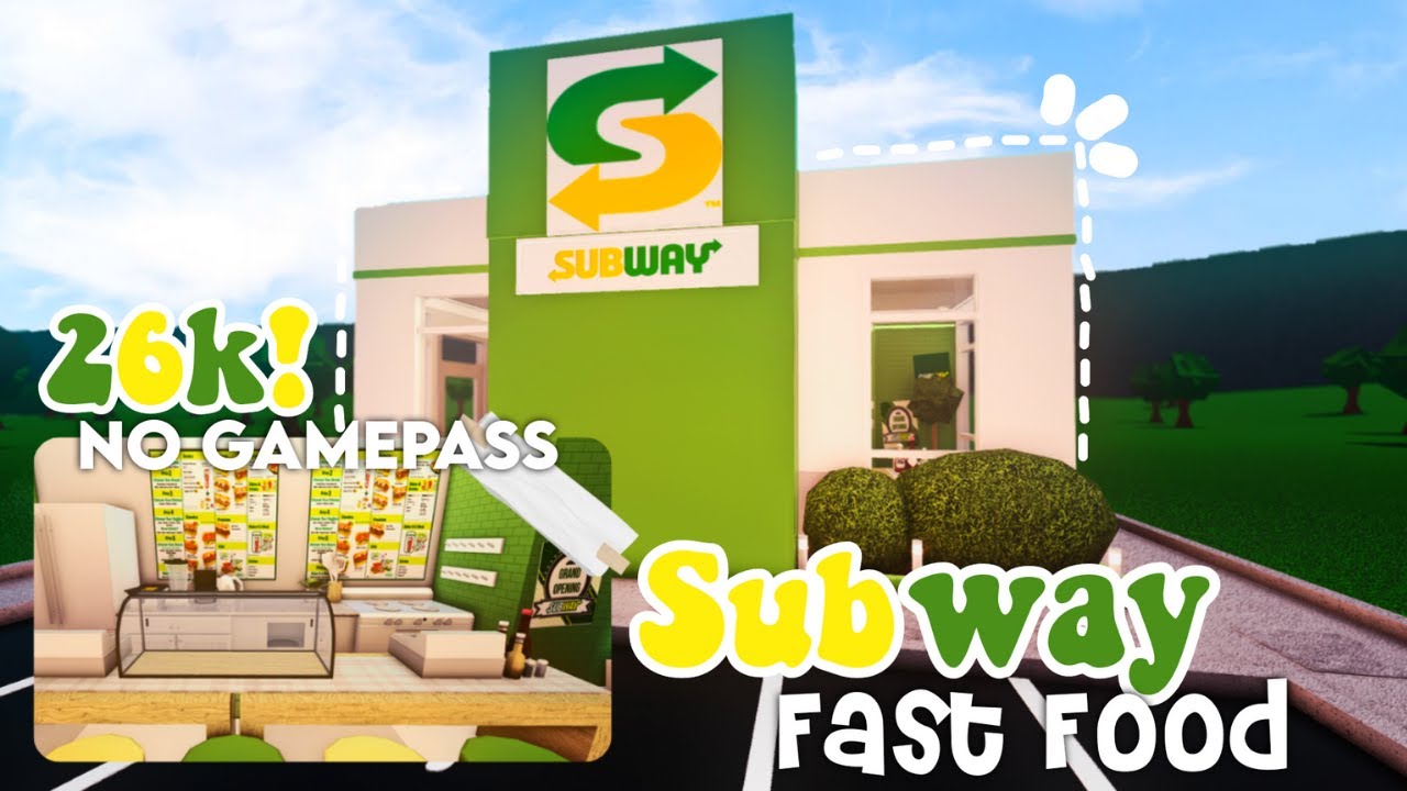 No Gamepass Subway Restaurant I 26k! I Bloxburg Speedbuild and Tour - iTapixca Builds