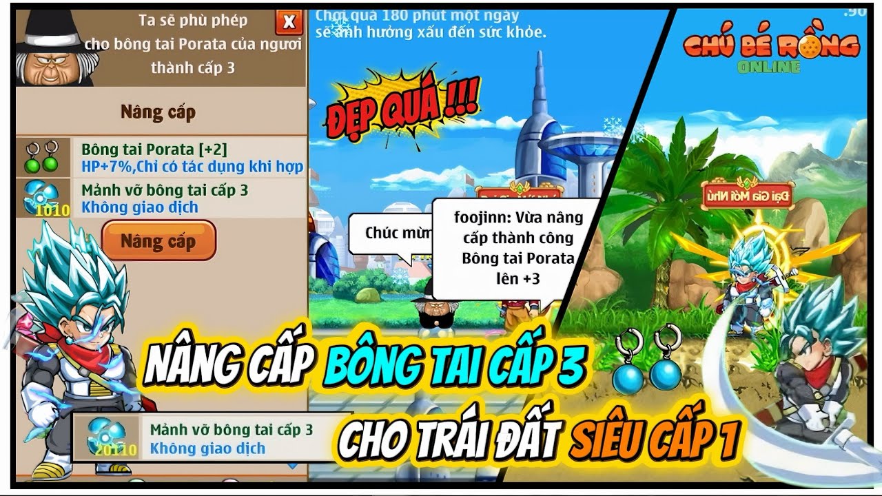 Ngọc Rồng Online - N&acirc;ng Cấp B&ocirc;ng Tai Cấp 3 Cho Tr&aacute;i Đất Sc1 | NRO 2026