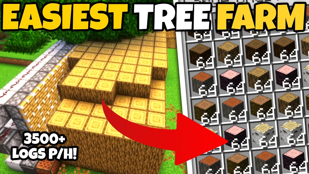 EASIEST TREE FARM IN MINECRAFT 1.21 (TUTORIAL) EARLY GAME OAK/SPRUCE!