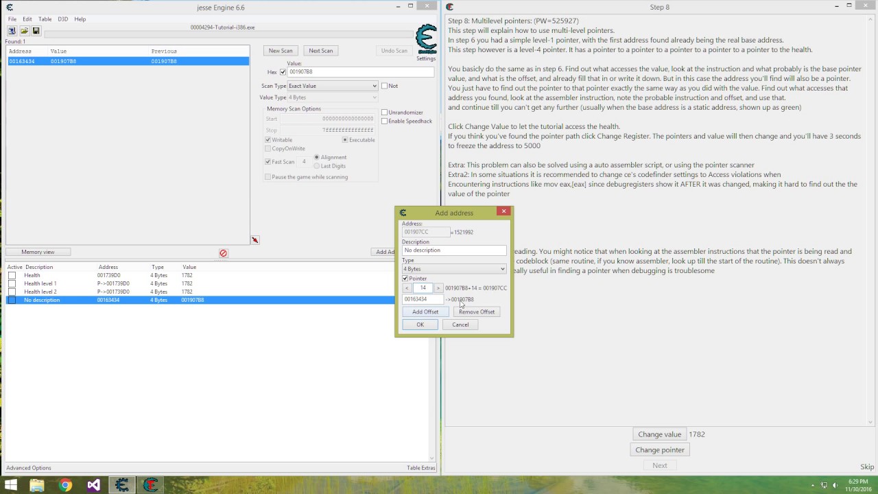 Introduction to Cheat Engine - Tutorial Step 8 - Multi Level Pointers