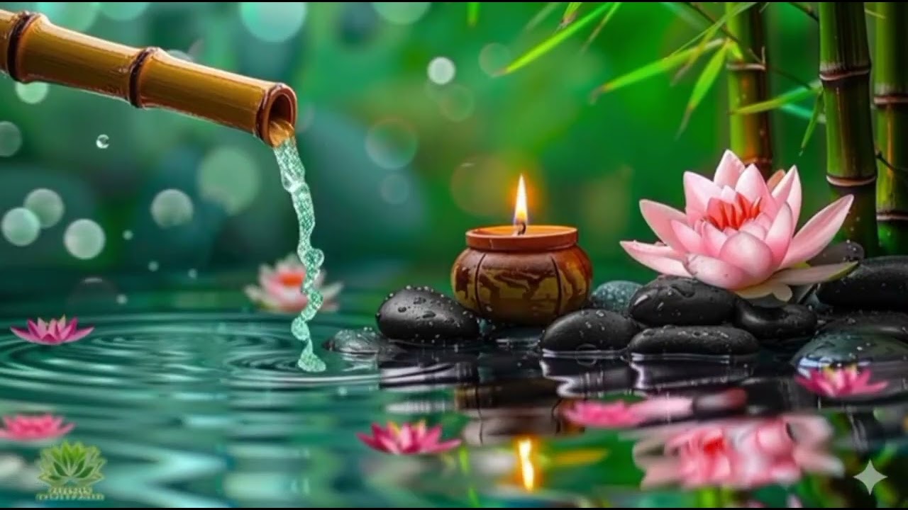 Hour Bamboo Fountain Water Sound 🌿 Piano Sleep Music | Deep Relaxation, Stress Relief, Spa Calm