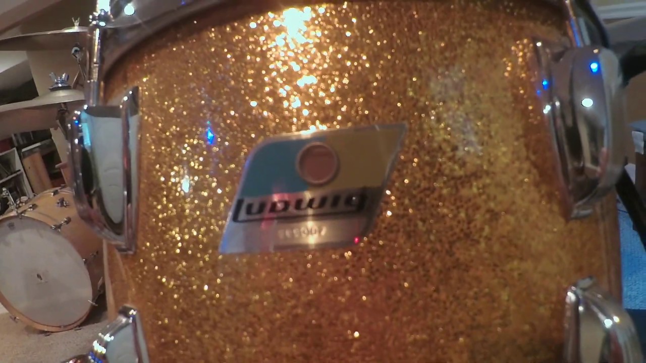 LUDWIG GOLD SPARKLE DRUM KIT TOUR - AND MICS
