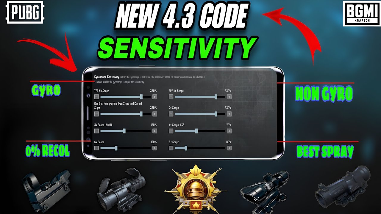 New BGMI 4.3 Sensitivity Code 😍 Laser Aim + No Recoil Settings (iPhone + Android
