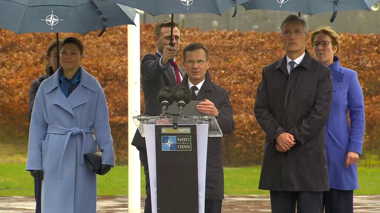 Swedish flag raised at NATO headquarters