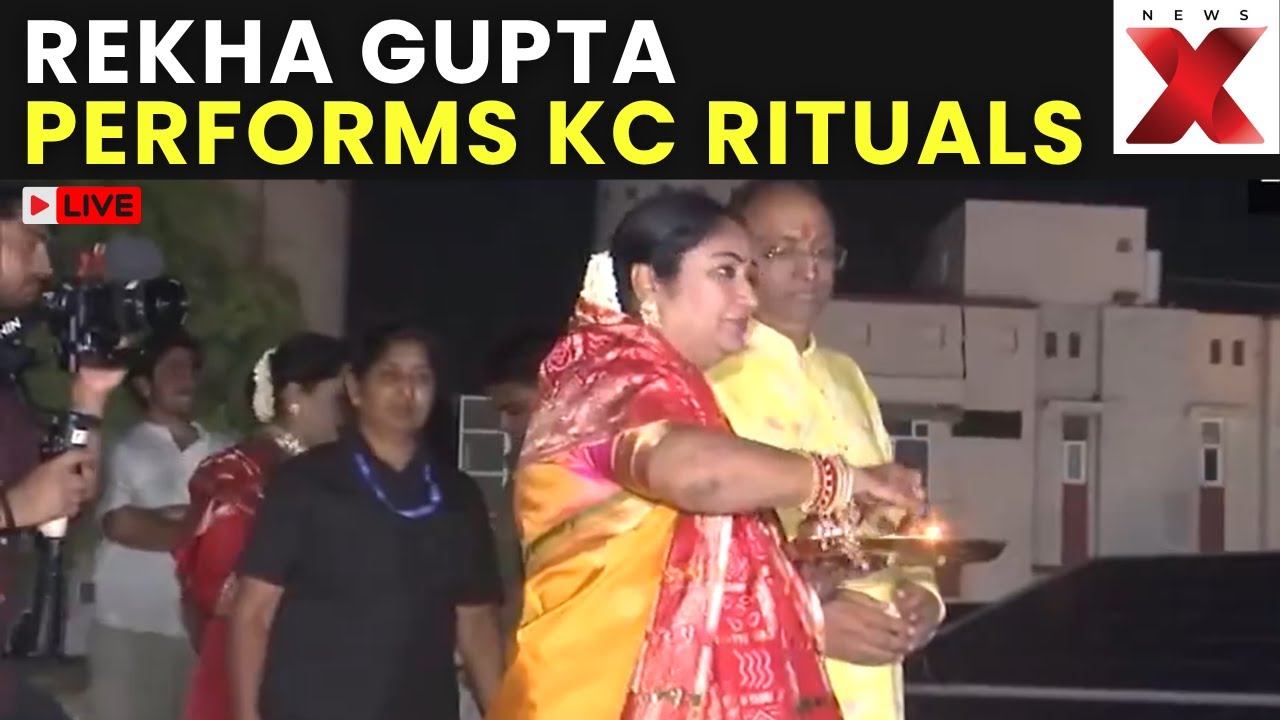Rekha Gupta Karwa Chauth LIVE: Delhi CM Rekha Gupta Performs Karwa Chauth Rituals, Breaks Fast