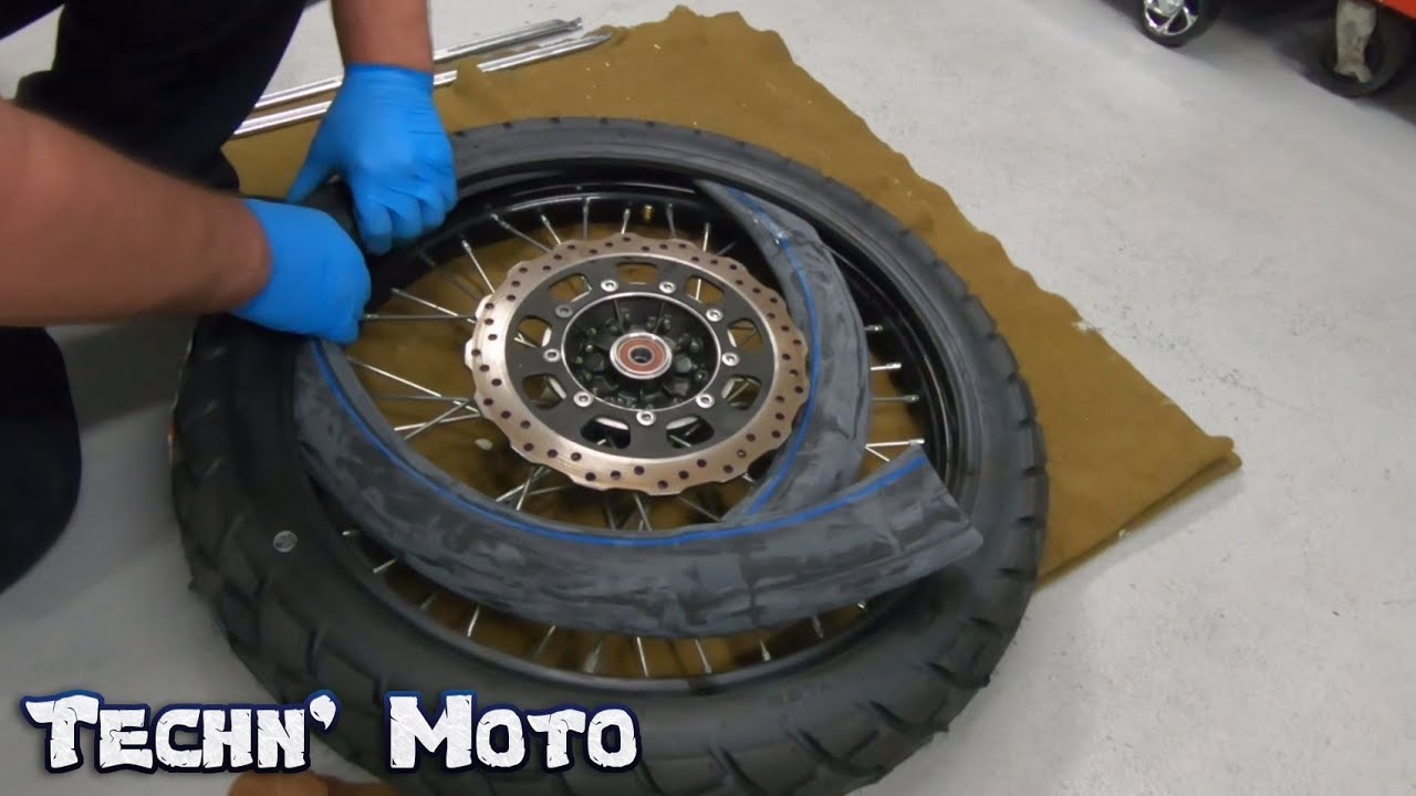 Kawasaki KLR 650 Front Tire Tube Rim Strap Replacement & Balance | Techn' Moto
