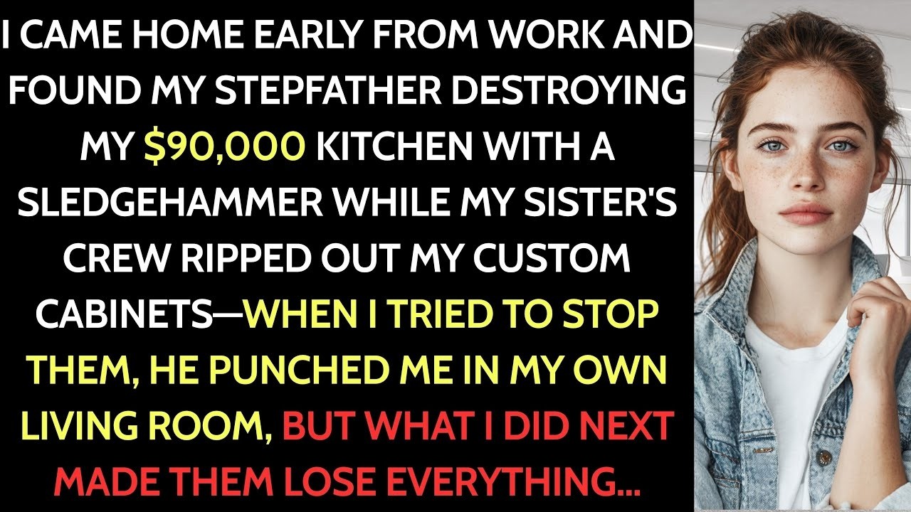 Came Home Early—Stepfather beat me as my sister’s crew tore out my kitchen  Then…