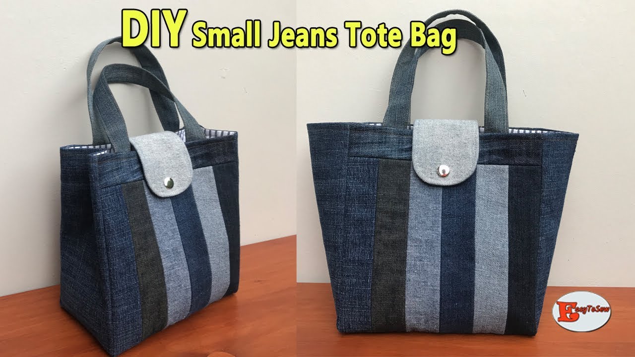 DIY JEANS TOTE BAG | JEANS FABRIC SCRAPS | PATCHWORK | TOTE BAG OUT OF OLD JEANS | SEWING TUTORIAL