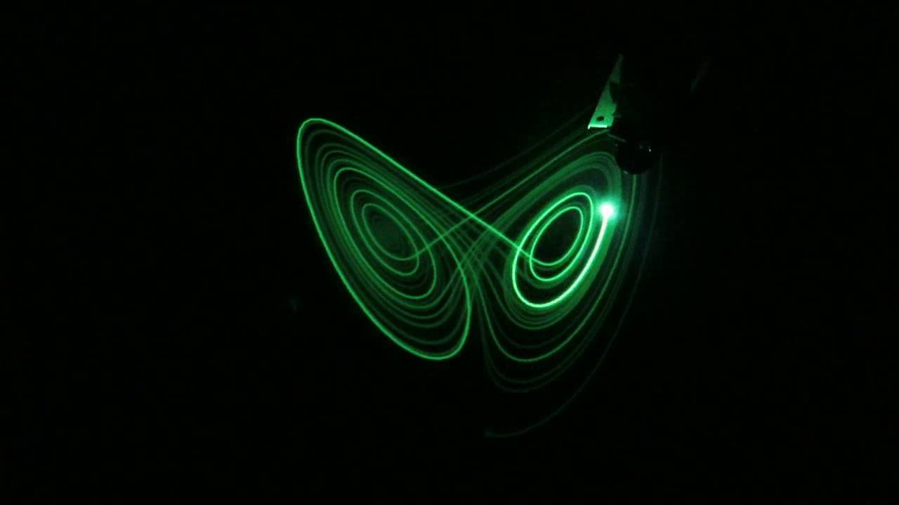 AxiDraw - drawing Lorenz attractor using UV laser on glow in the dark vinyl