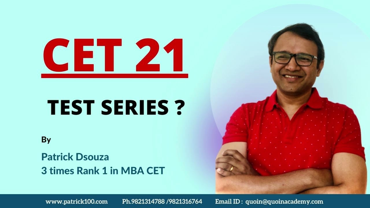 CET21 Test Series | Patrick Dsouza | 3 times MBA CET Rank 1