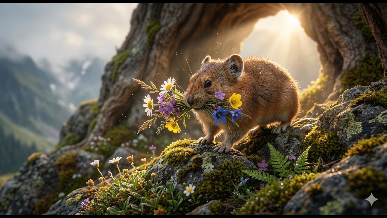 「花のゆりかご 〜ナキウサギ、黄金色の一日〜」Cradle of Flowers: A Pika's Golden Day