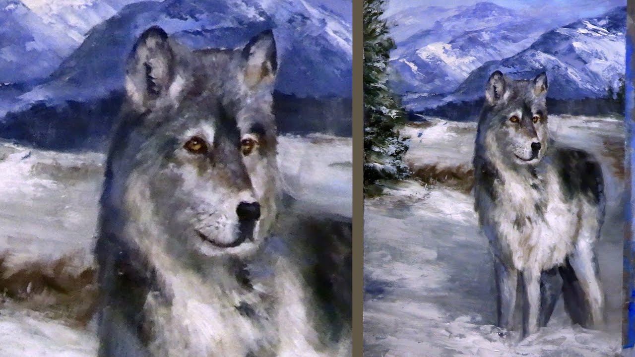 Part 2 Painting a Landscape with Wolf  Acrylic Knife and Brush Techniques